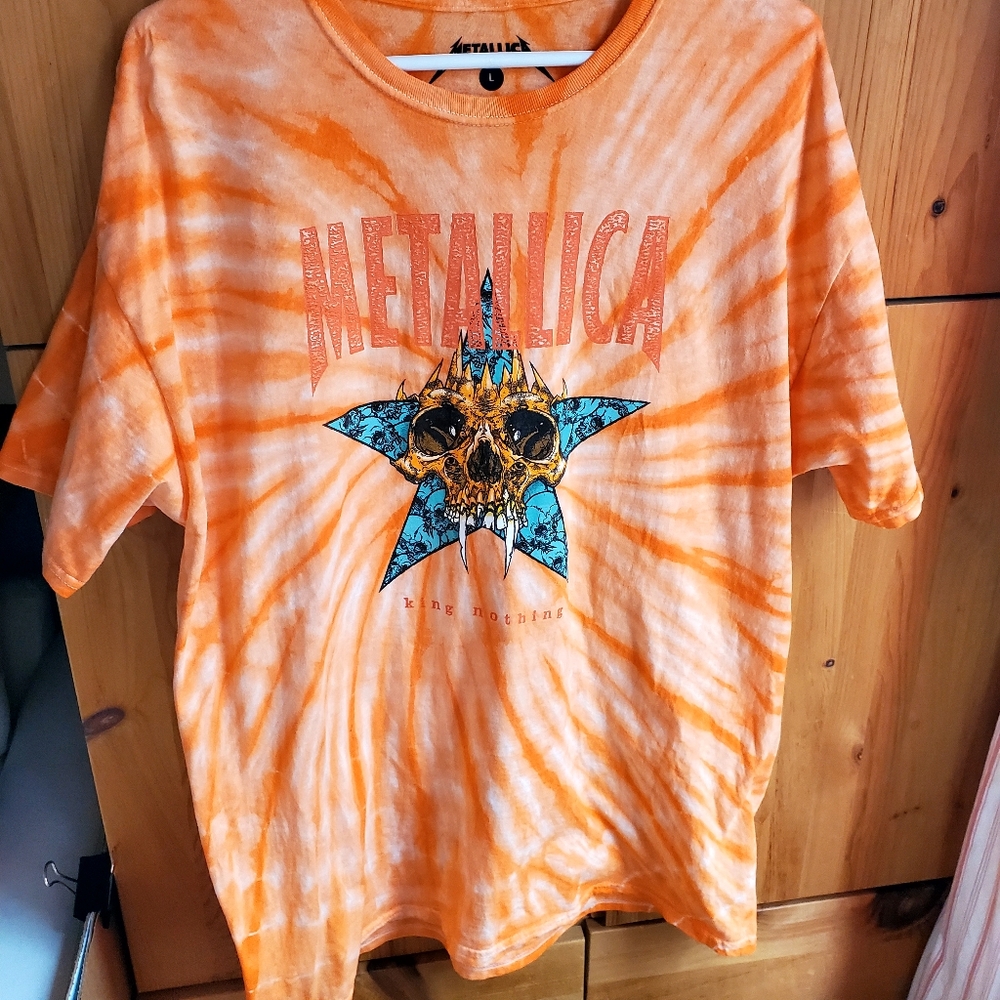 Metallica King Nothing Orange Tie Dye Graphic Tee Size Large